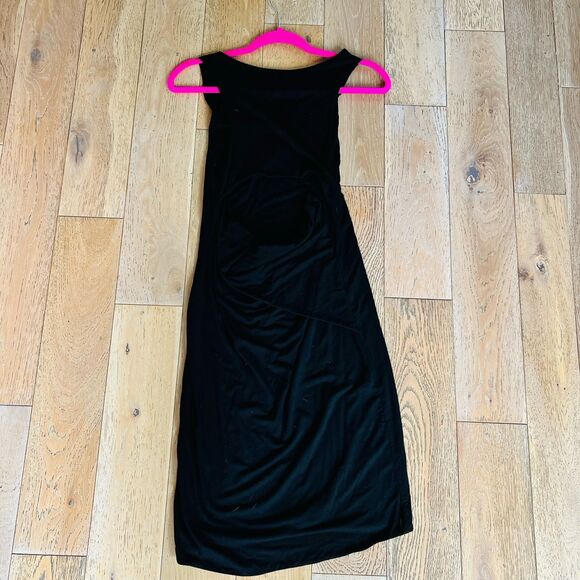 Terre Jacobs Black Cutout Back Dress M/L Casual Comfy Stretch Knit Minimalist - Picture 7 of 8